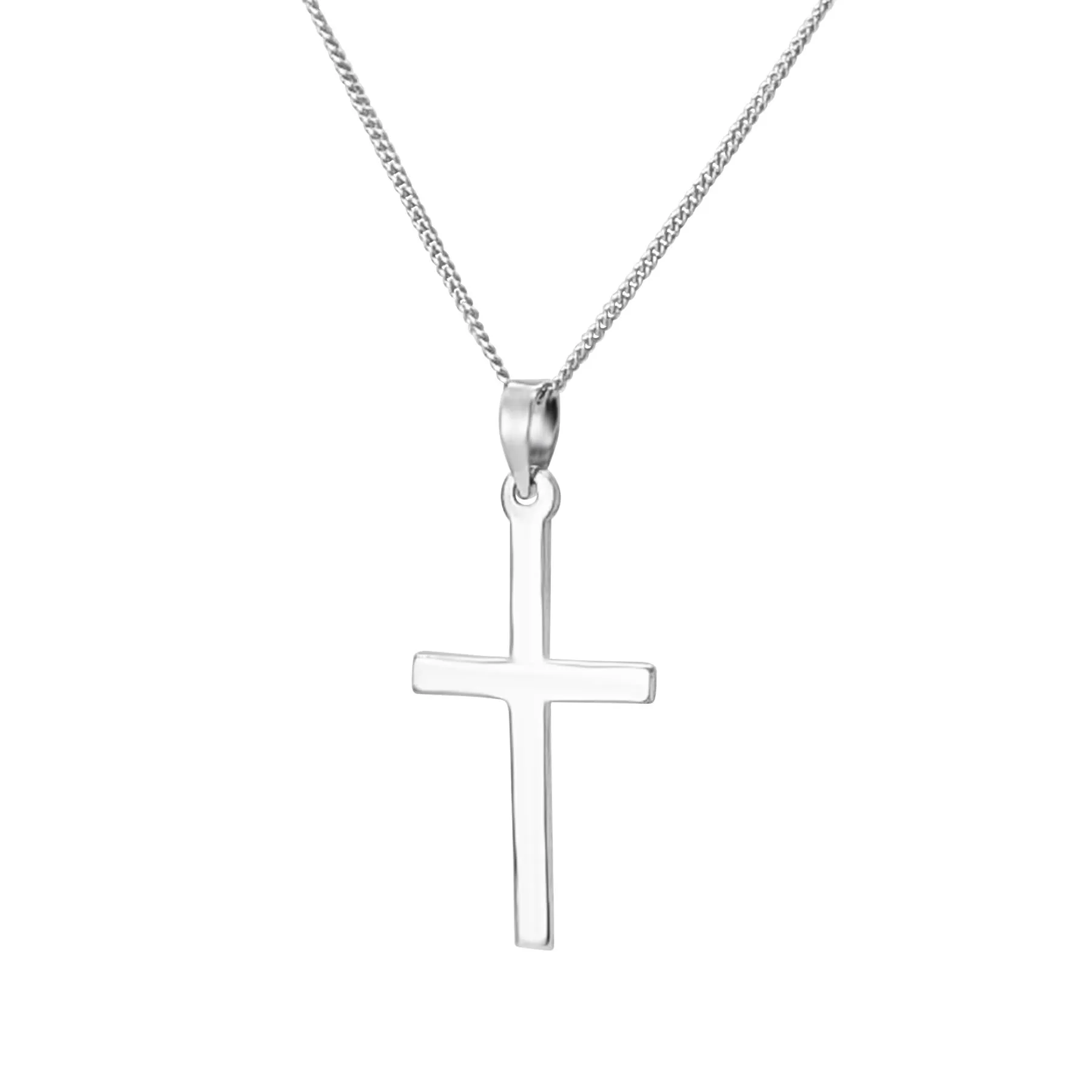 Sterling Silver Classic Cross Pendant Necklace - Minimalist Design