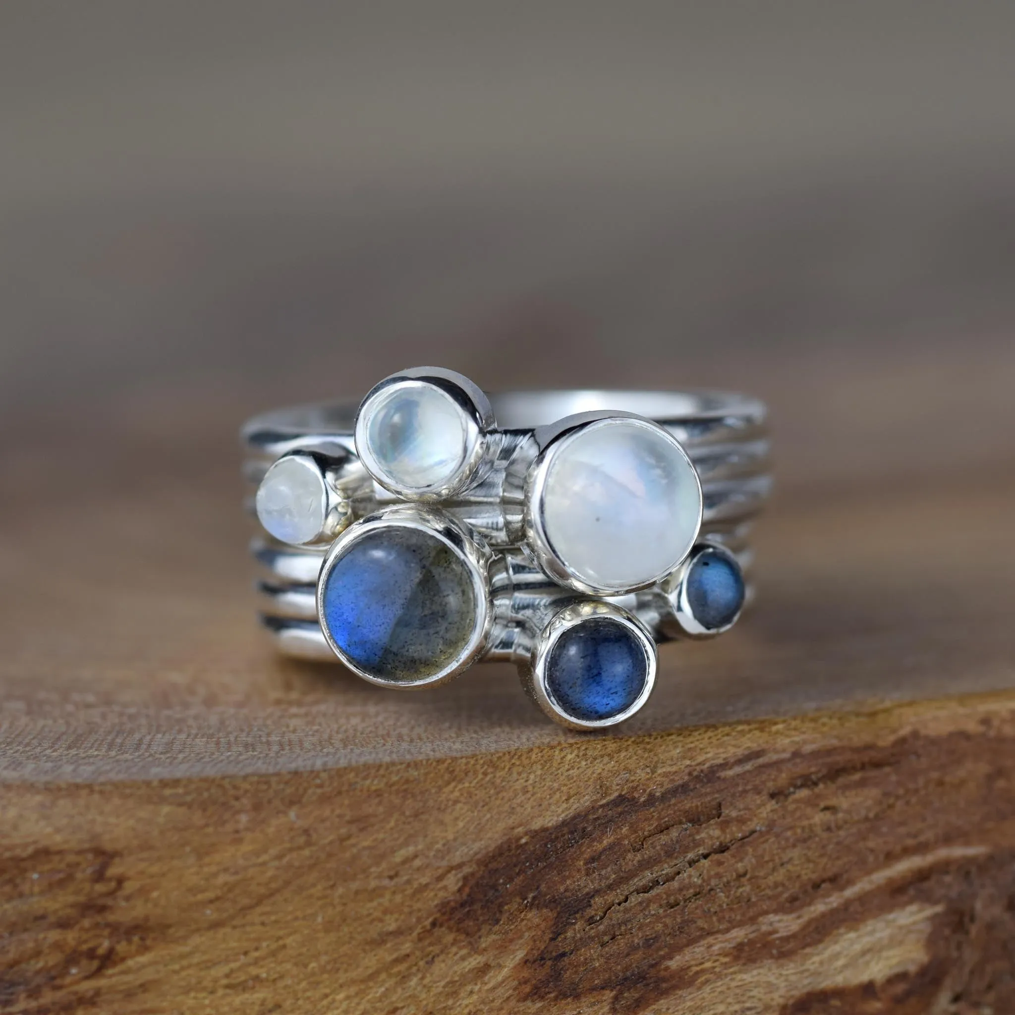 Storm Labradorite Solid Nebula ring