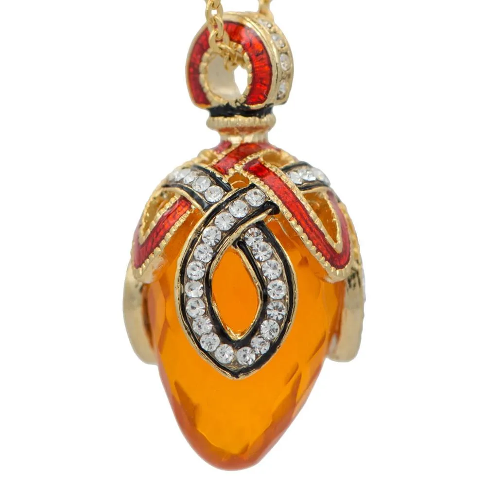 Sunlit Royal Egg: 20-Inch Crystal Loop Pendant with Yellow Stone