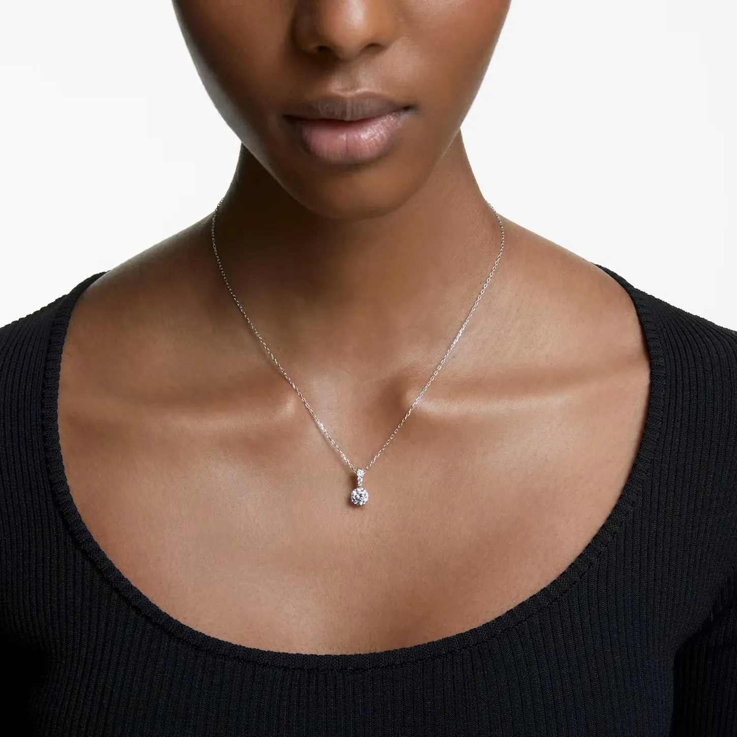 Swarovski Solitaire Pendant Round Cut, White, Rhodium plated - 5472635