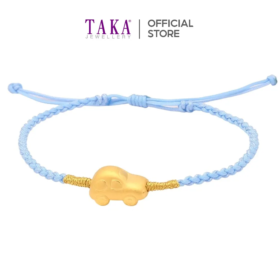 TAKA Jewellery 999 Pure Gold Charm Car with Nylon Bracelet