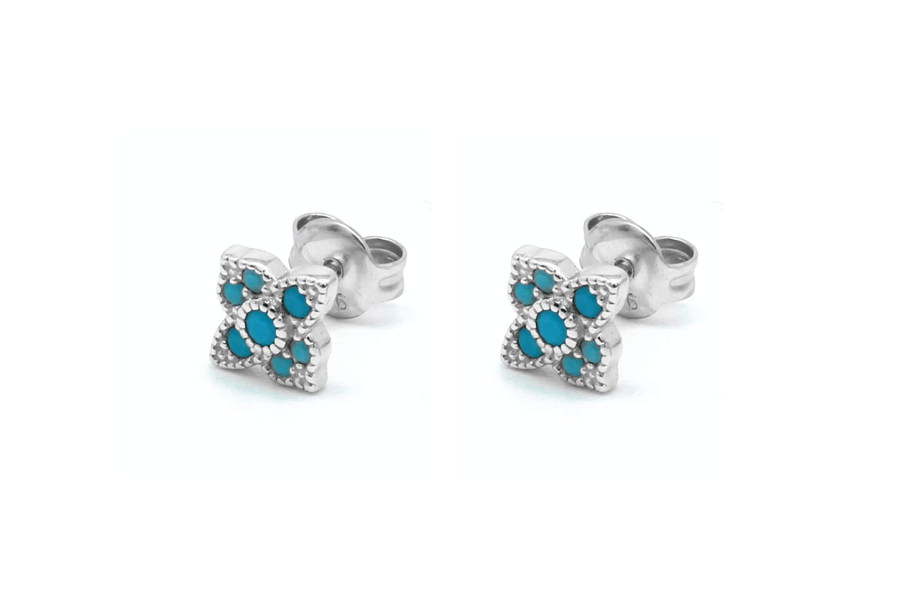 Takia Filigree Turquoise Sterling Silver Stud Earrings