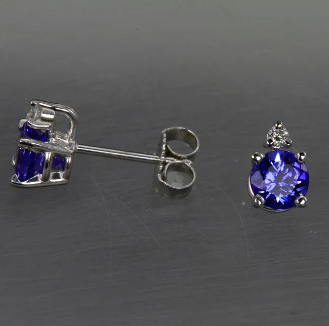 Tanzanite and Diamond Earrings .90 Carat