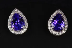 Tanzanite Earrings 2.13 Carat Blue Violet Vivid Color