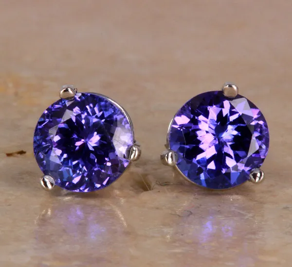 Tanzanite Earrings 2.55 Carat Blue Violet Vivid Color