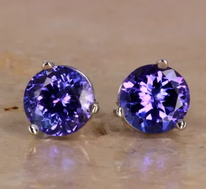 Tanzanite Earrings 2.55 Carat Blue Violet Vivid Color