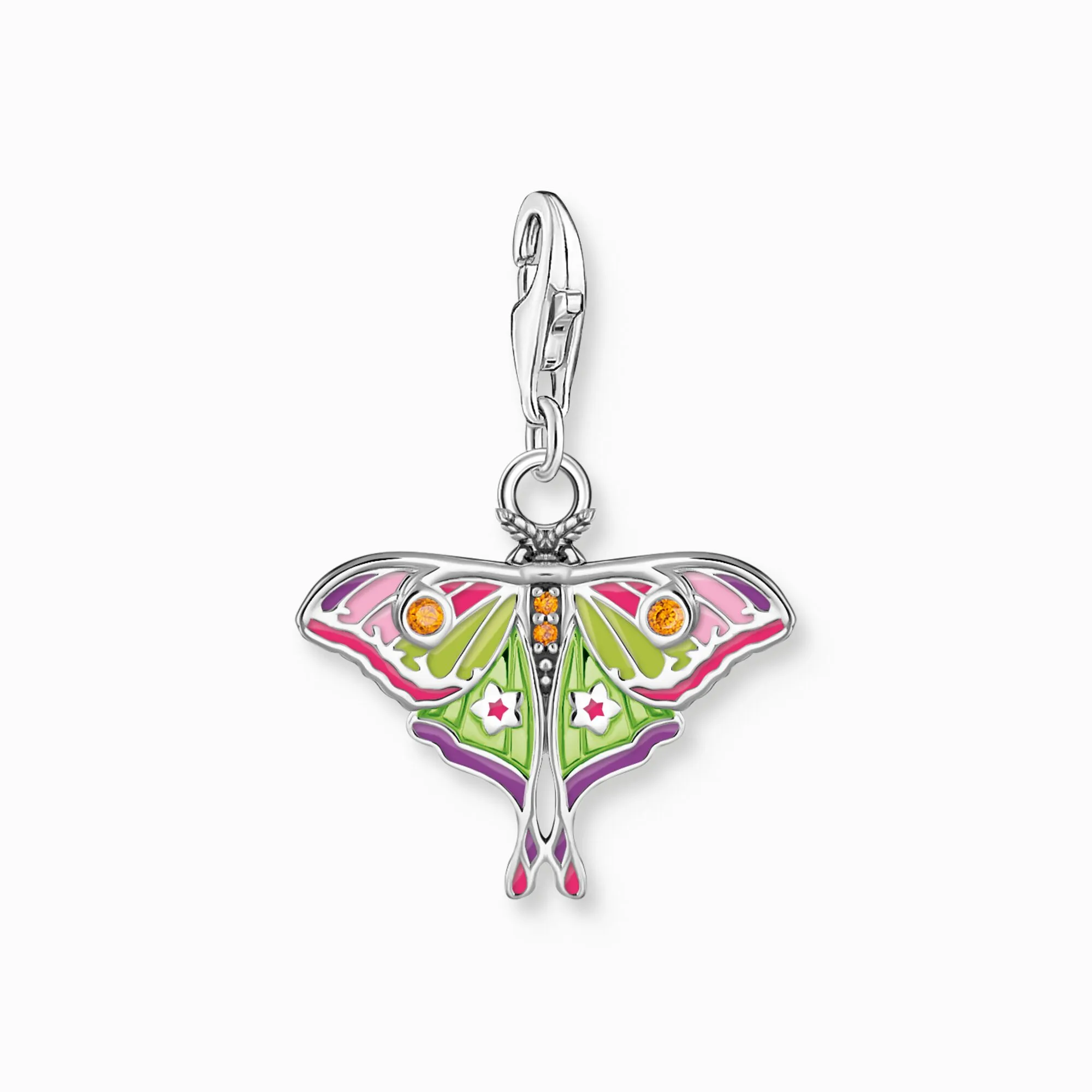 Thomas Sabo Silver charm pendant in colourful moth design