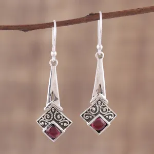Timekeeper Garnet and Sterling Silver Dangle Earrings from India