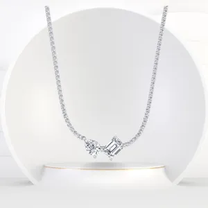Toi Et Moi Natural Diamond Tennis Necklace