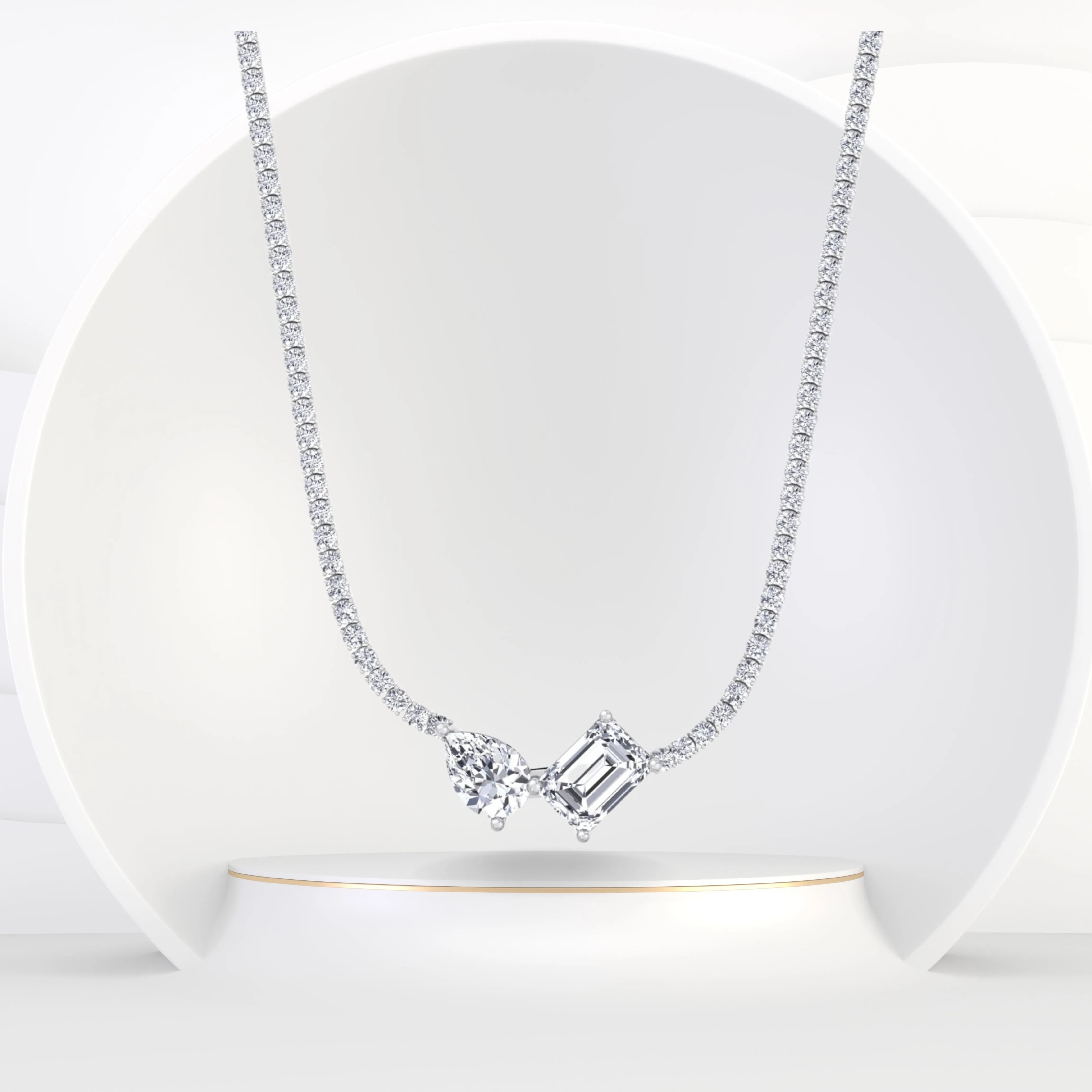 Toi Et Moi Natural Diamond Tennis Necklace