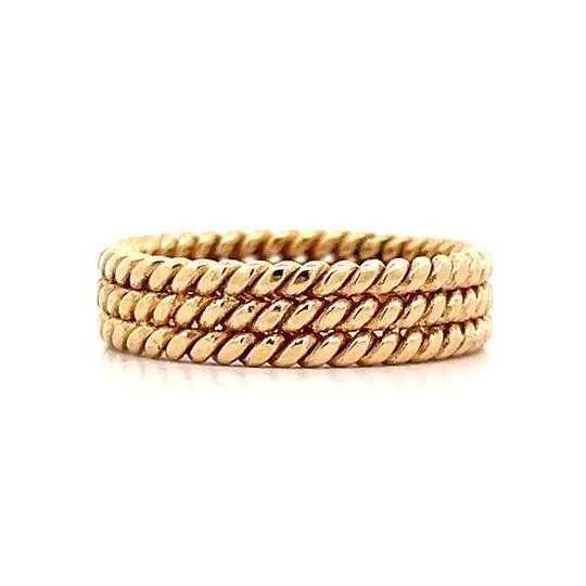 Triple Rope Stacking Ring in 18k Yellow Gold