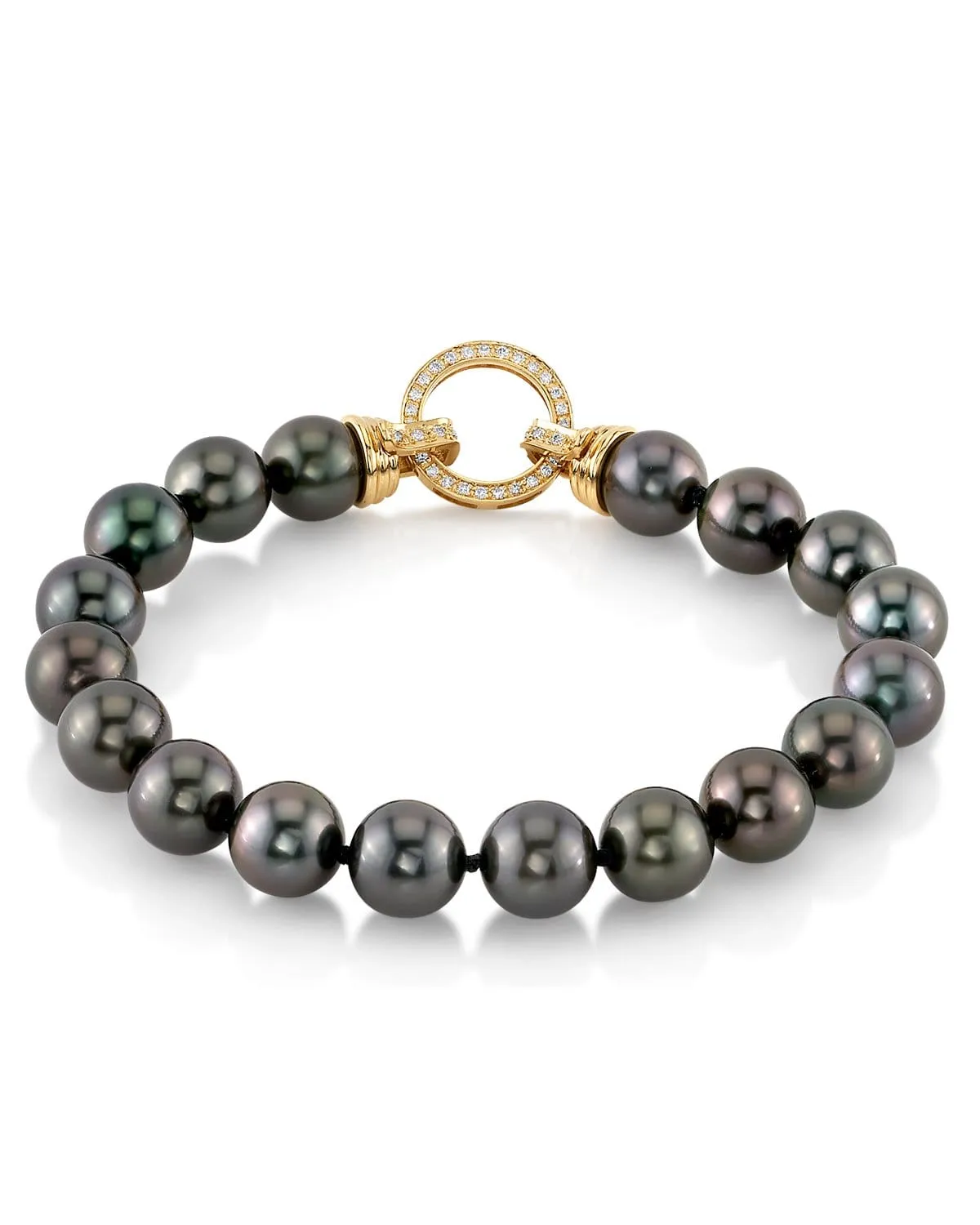 True Round Black Tahitian Pearl Bracelet, 8.0-9.0mm - AAAA Quality