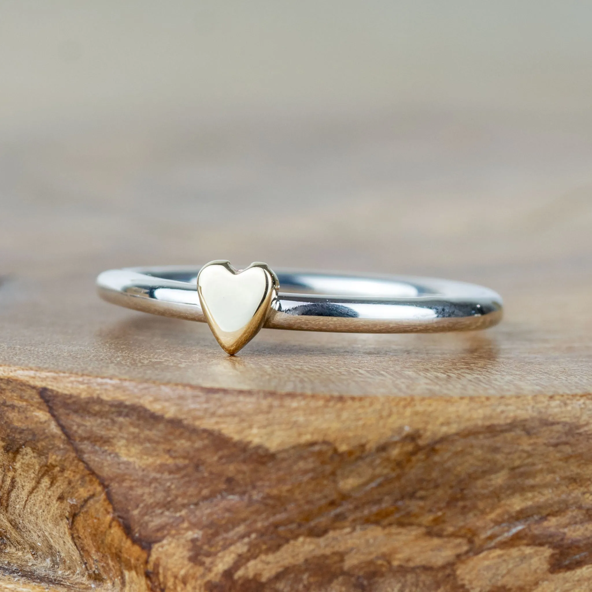 Two Lunar Silver And Gold Heart Rings