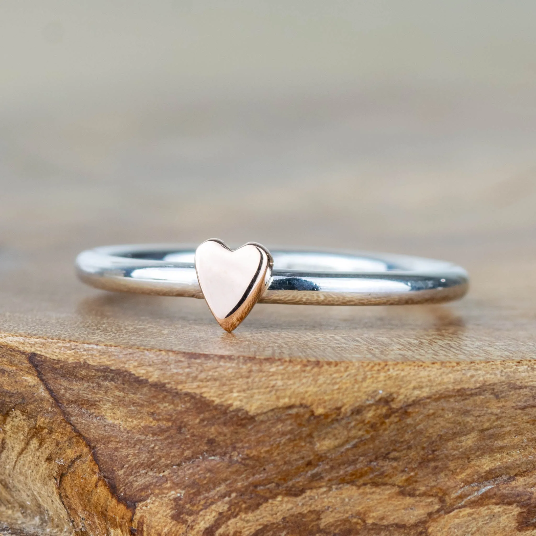 Two Lunar Silver And Gold Heart Rings