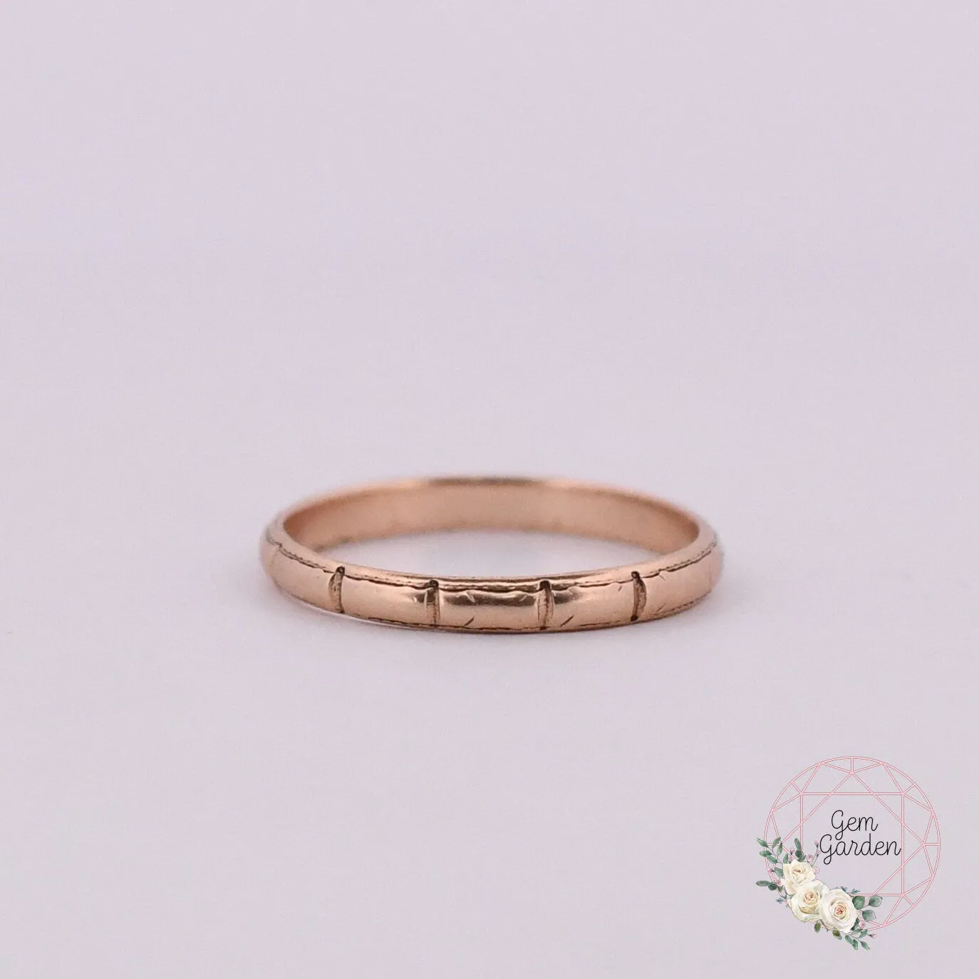 Vintage 14K Yellow Gold Minimalist Design Unisex Wedding Stackable Band