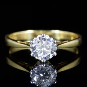 Vintage Diamond Solitaire Engagement Ring 18Ct Gold London 1980