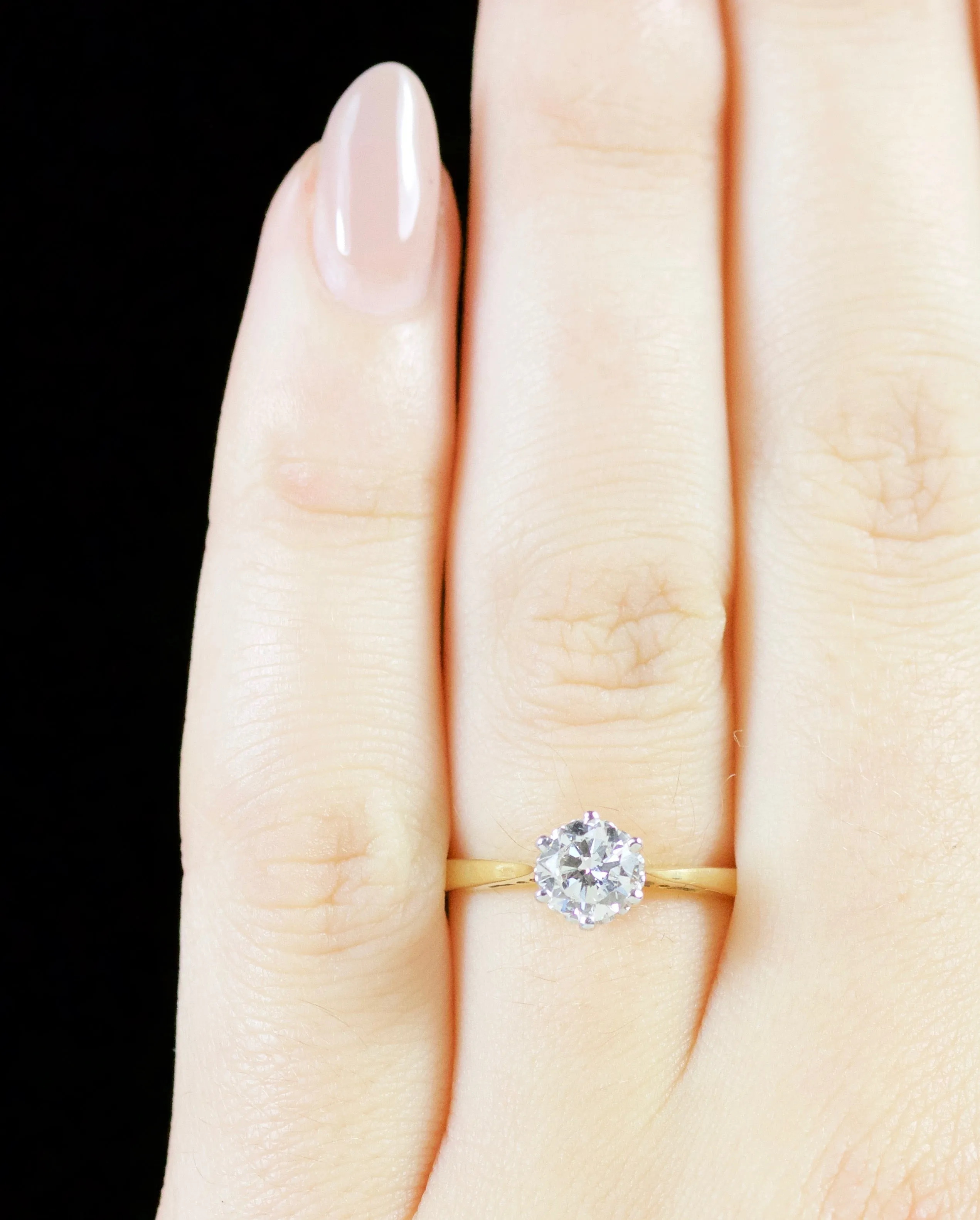 Vintage Diamond Solitaire Engagement Ring 18Ct Gold London 1980