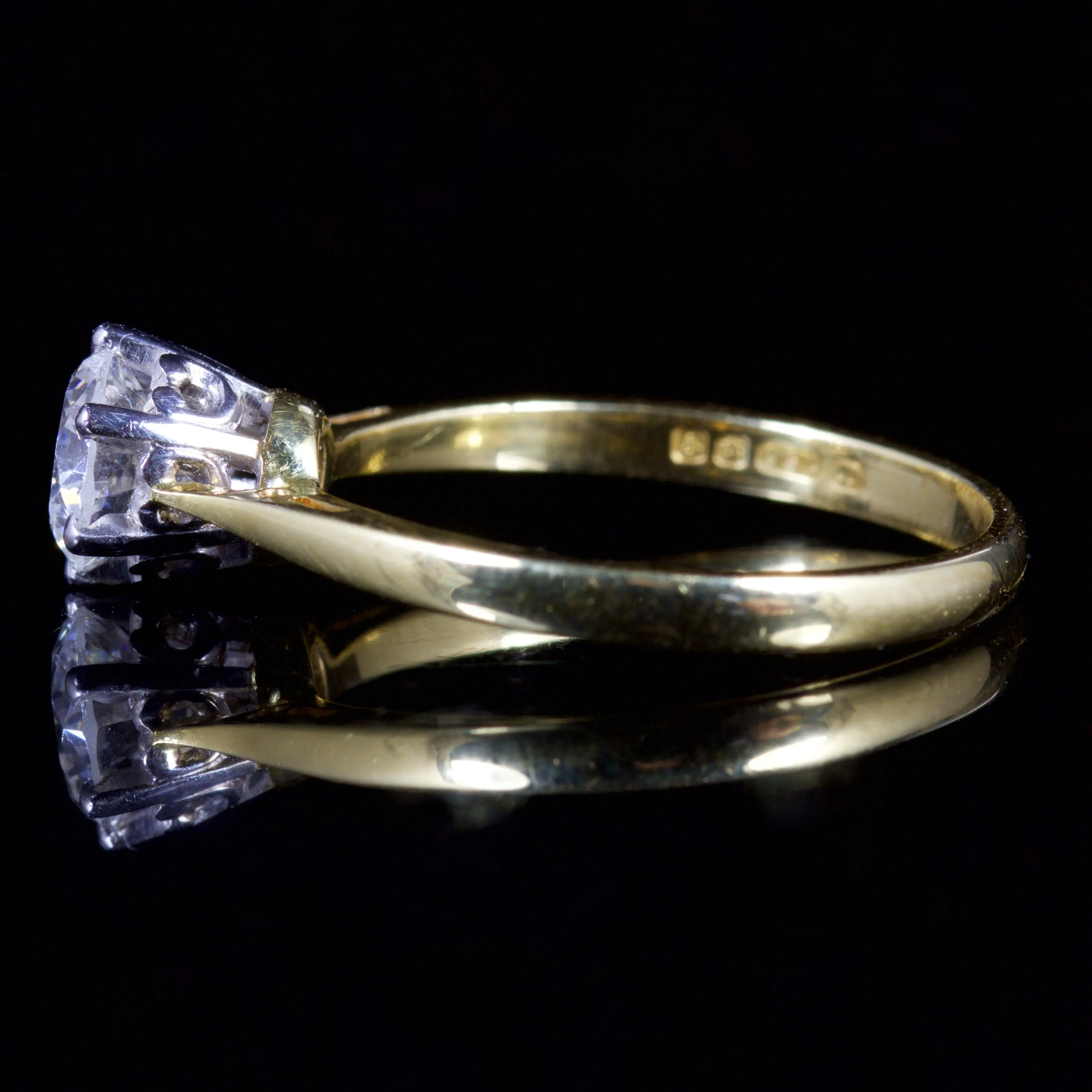 Vintage Diamond Solitaire Engagement Ring 18Ct Gold London 1980