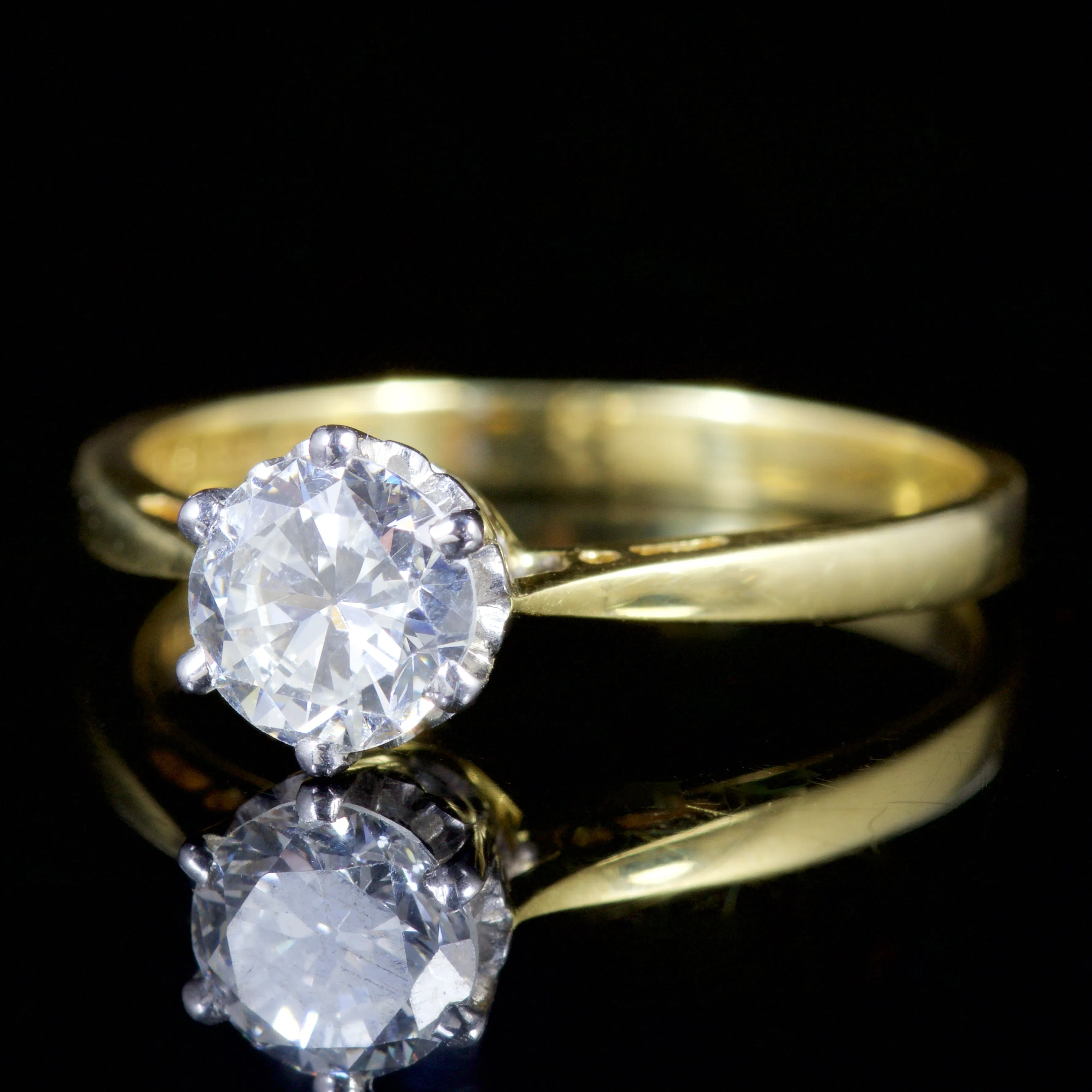Vintage Diamond Solitaire Engagement Ring 18Ct Gold London 1980