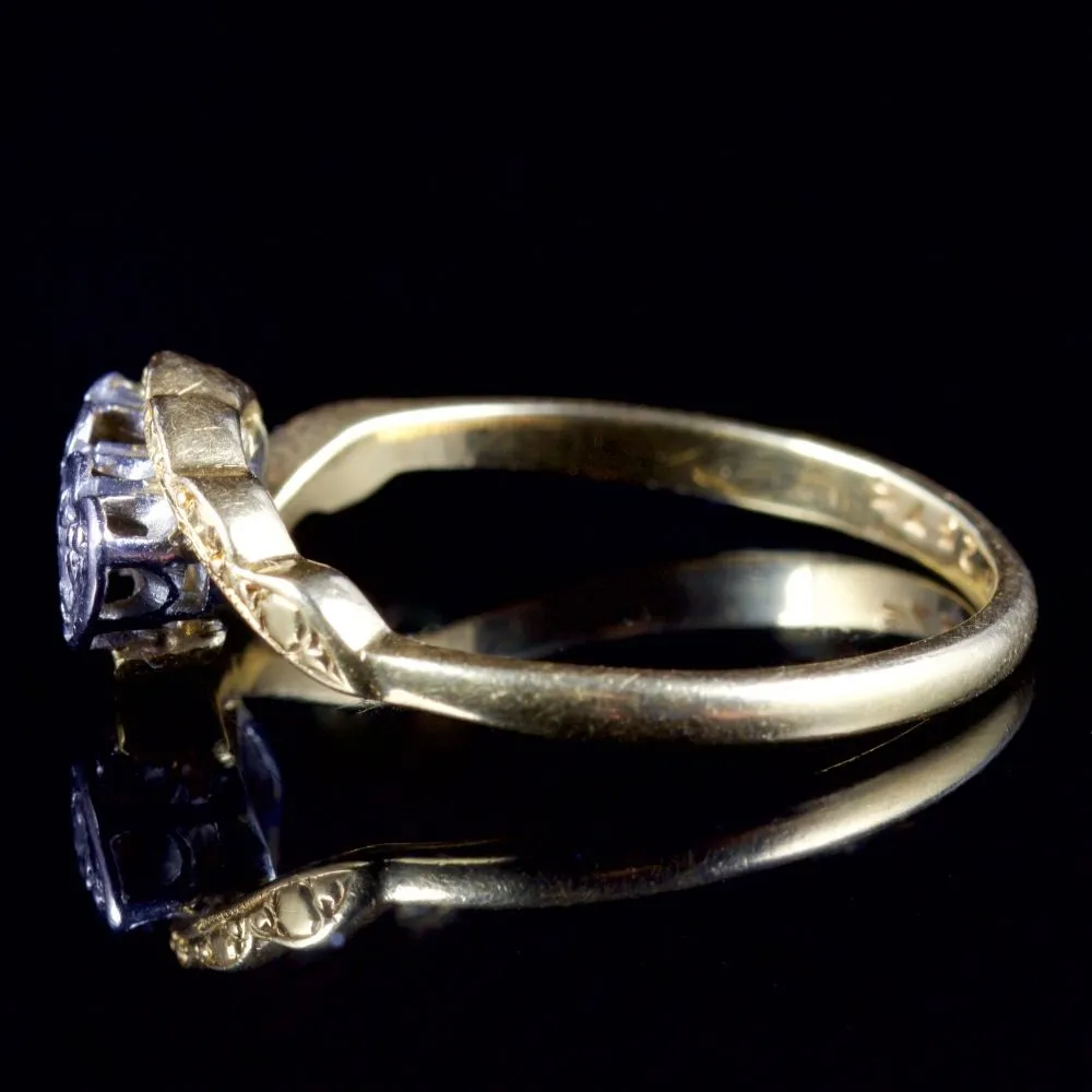 Vintage Double Heart Diamond Ring 18Ct Gold 1971