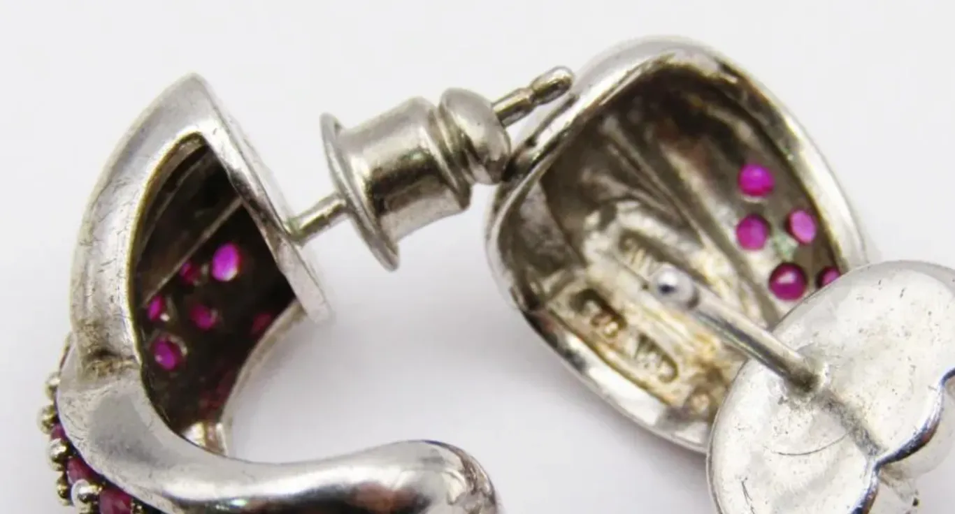 Vintage PRANDA Sterling Garnet Ring and Earrings Set