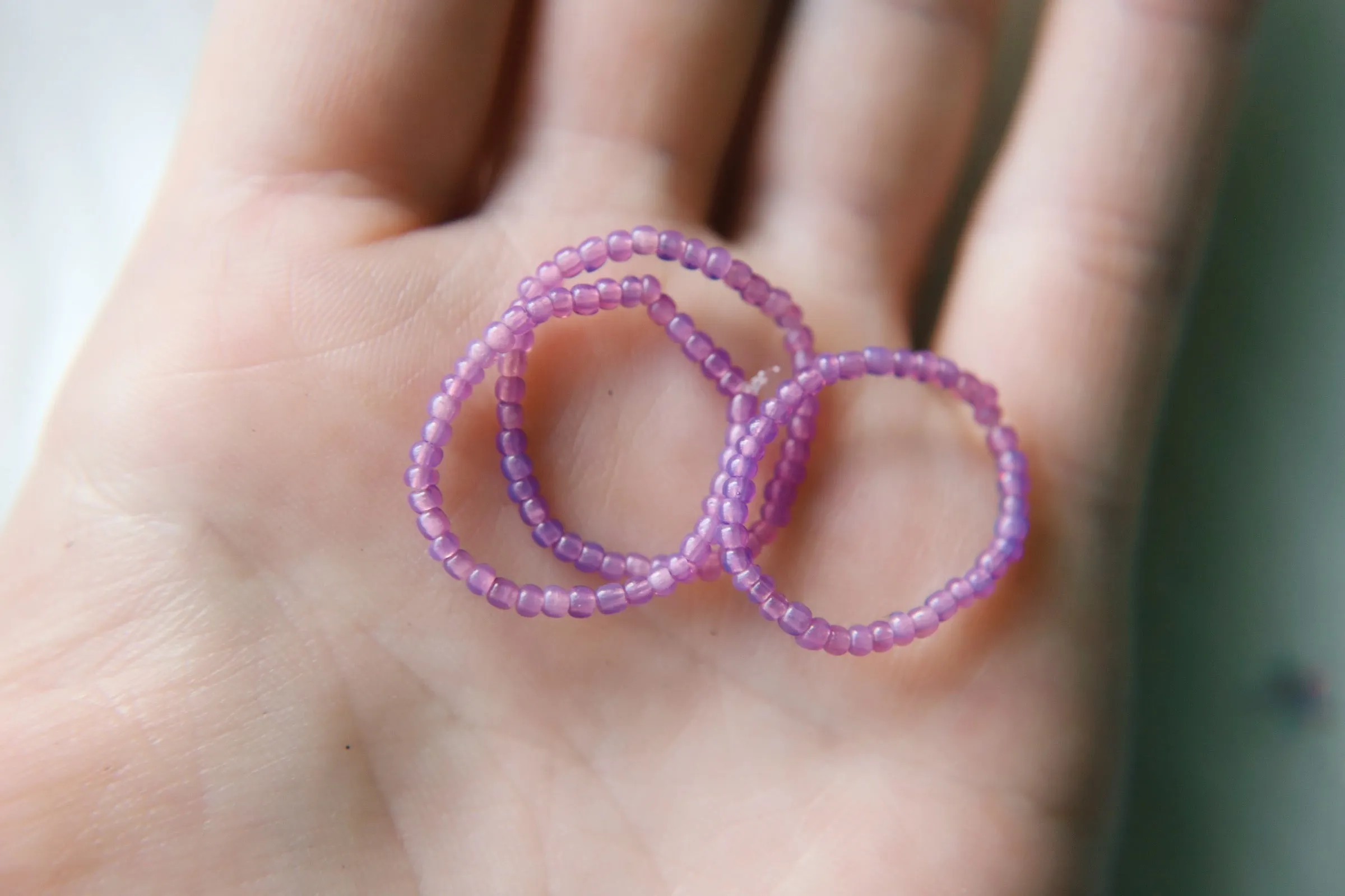 Vintage Purple Opal Seed Beaded Ring Set