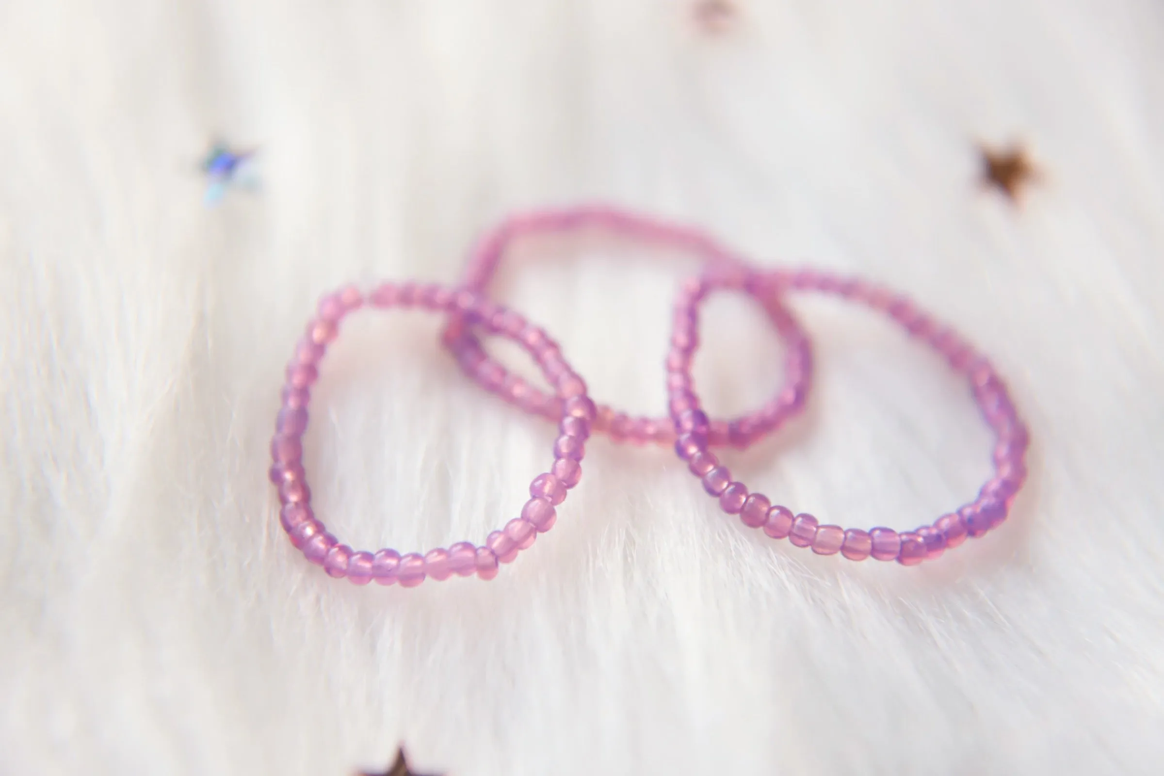 Vintage Purple Opal Seed Beaded Ring Set
