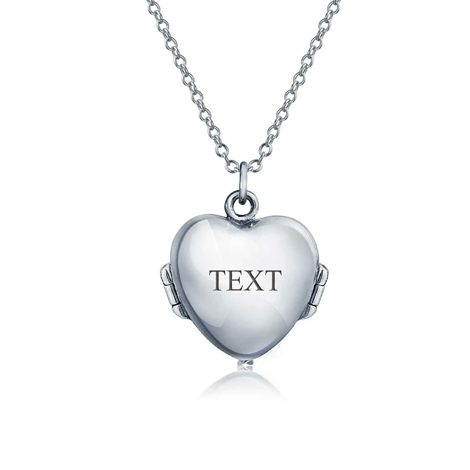 Vintage Style Guardian Angel Wing Heart Photo Locket Necklace Silver Pendant