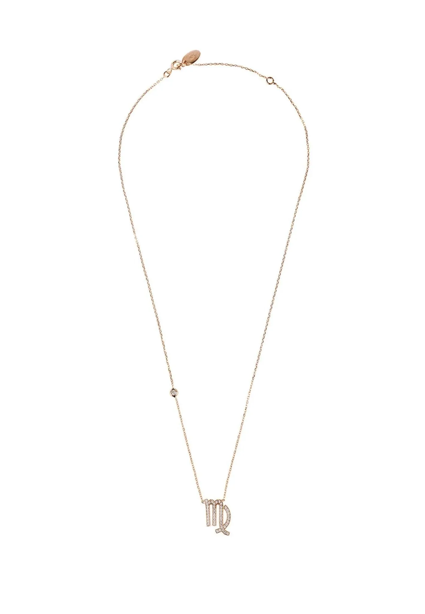Virgo Zodiac Necklace Dipped in Rose Gold and White Zircon