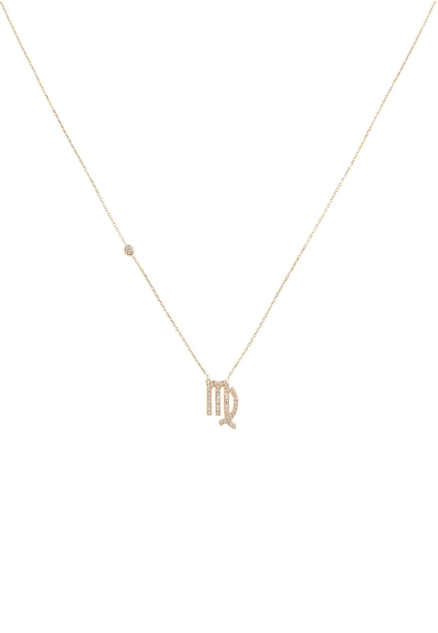 Virgo Zodiac Necklace Dipped in Rose Gold and White Zircon
