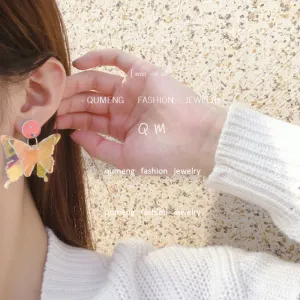 Wholesale Butterfly Brilliant Laser Transparent Earrings