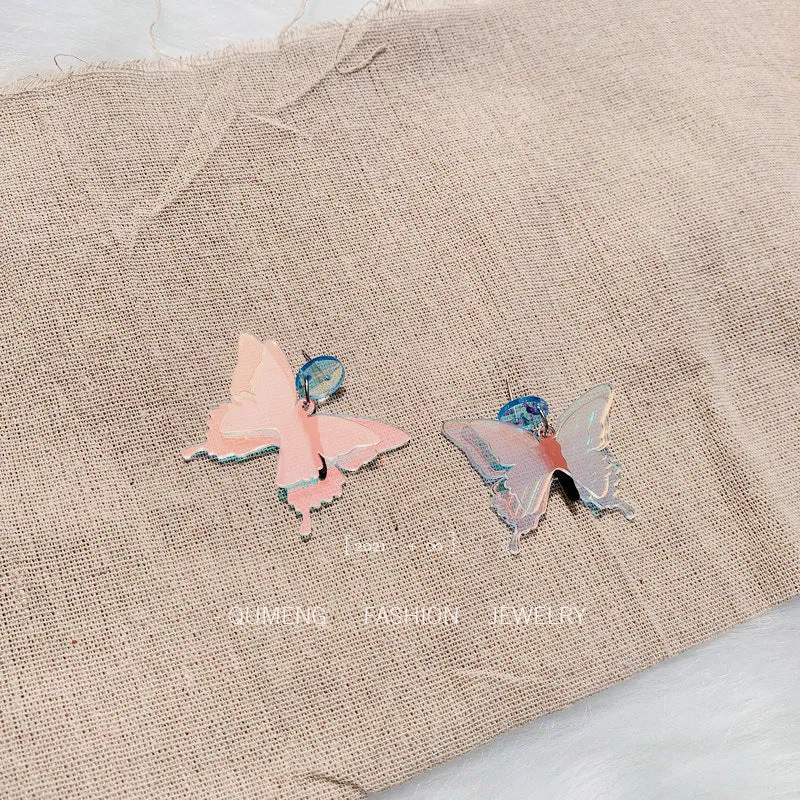 Wholesale Butterfly Brilliant Laser Transparent Earrings