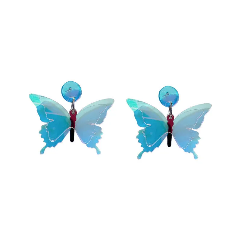 Wholesale Butterfly Brilliant Laser Transparent Earrings