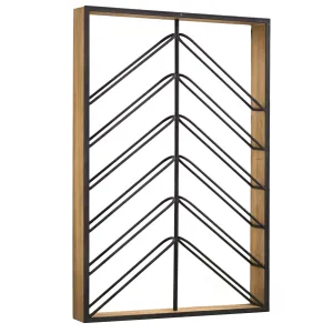 Wood and Metal Wall Mounted Wine Rack (36.25” x 24.25”)