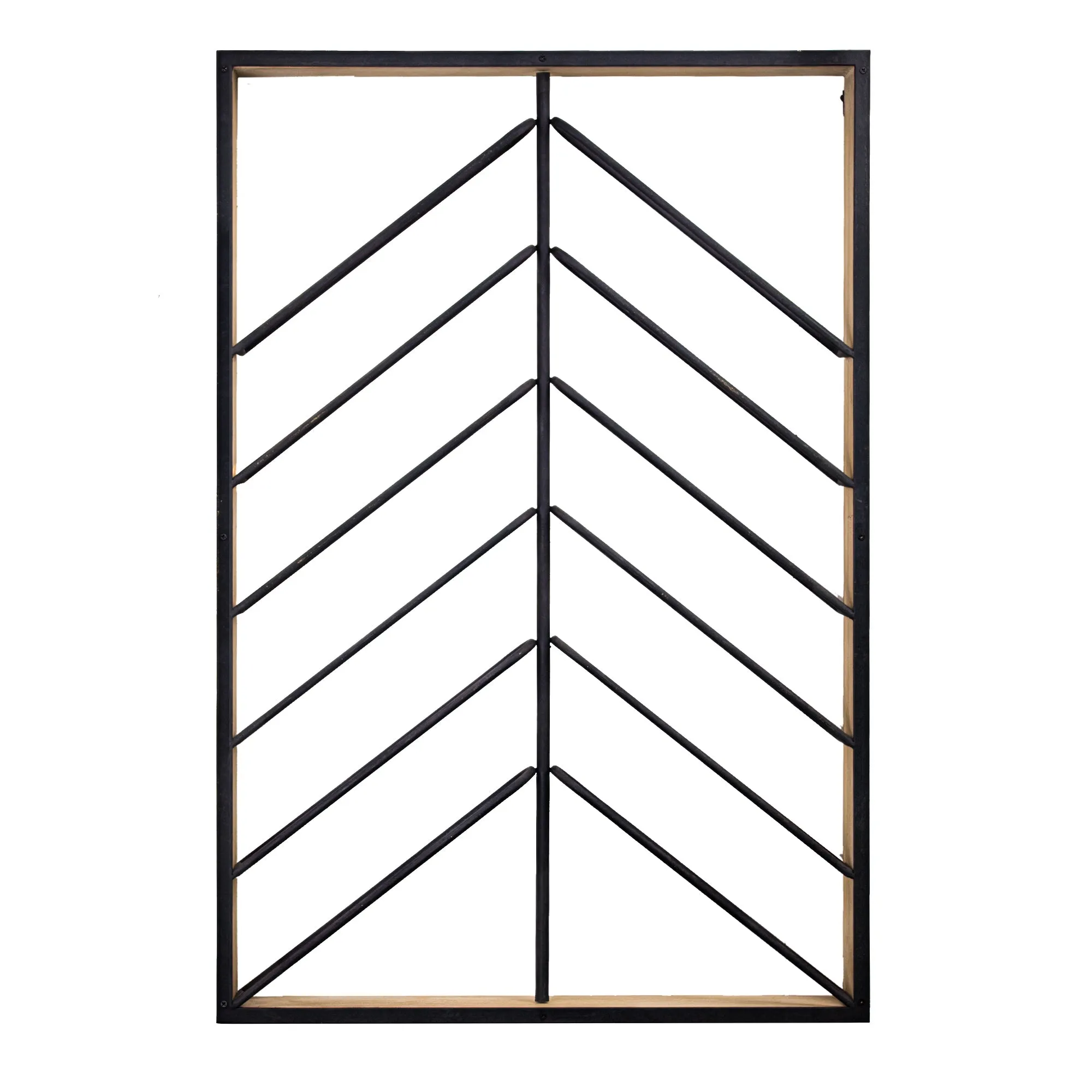 Wood and Metal Wall Mounted Wine Rack (36.25” x 24.25”)