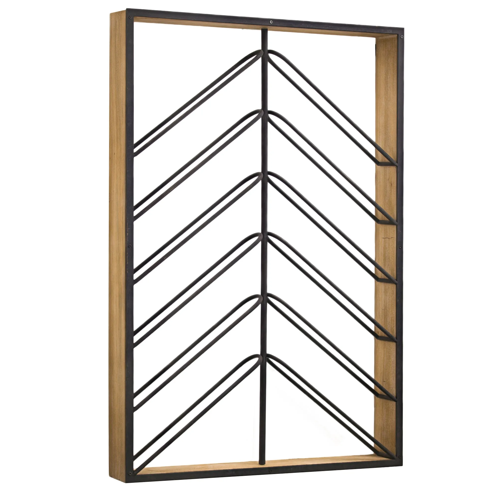 Wood and Metal Wall Mounted Wine Rack (36.25” x 24.25”)