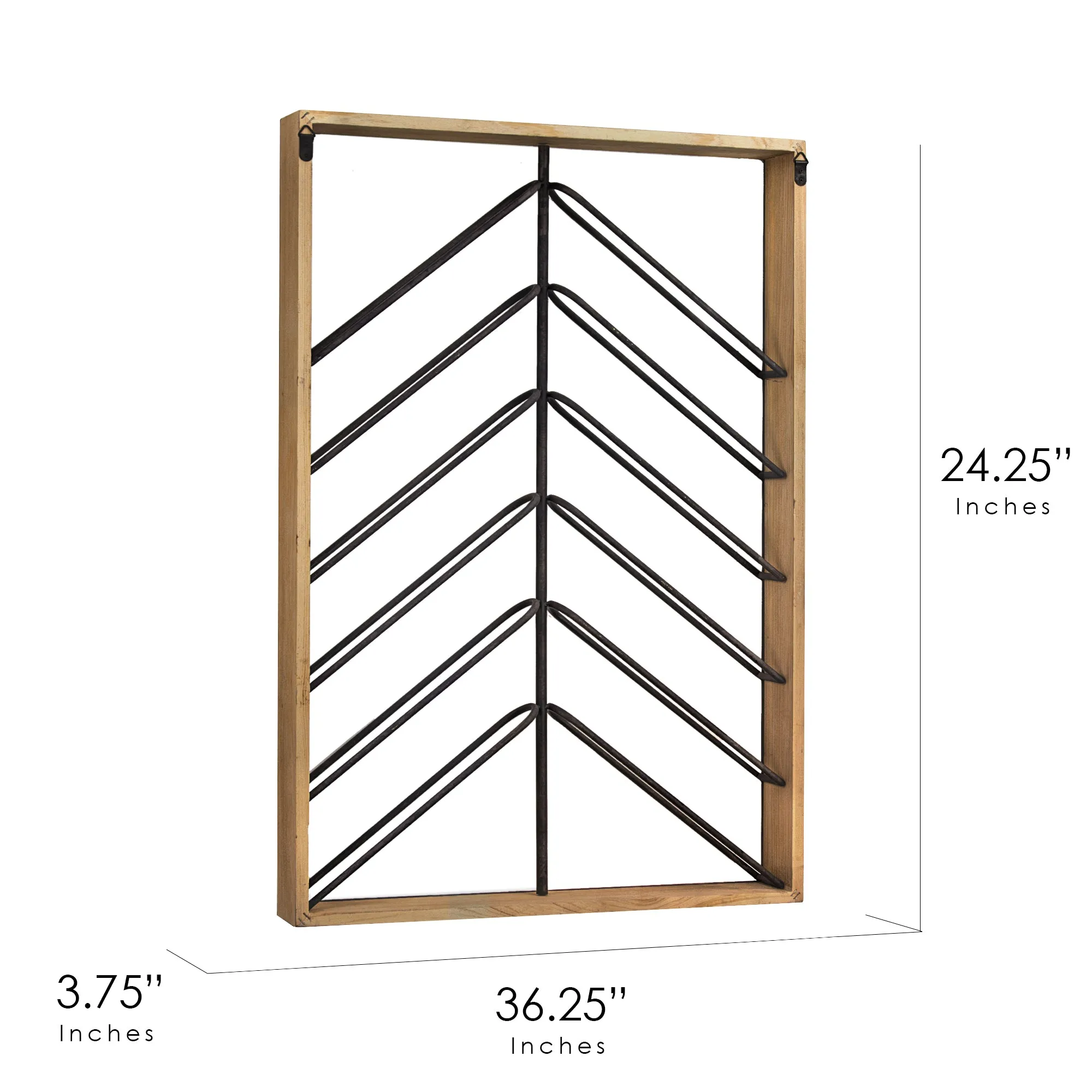 Wood and Metal Wall Mounted Wine Rack (36.25” x 24.25”)