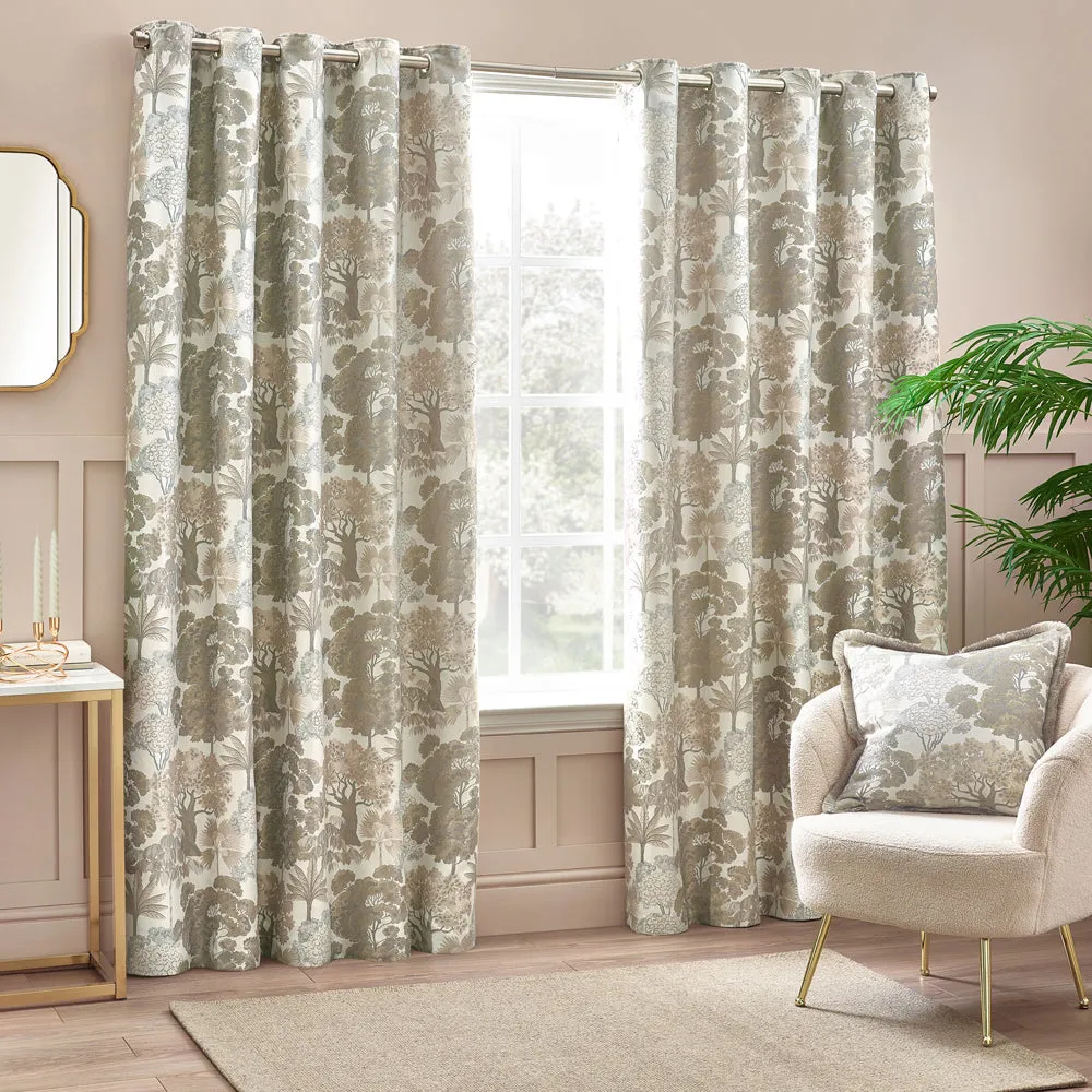 Woodlands Room Darkening Eyelet Curtains Natural