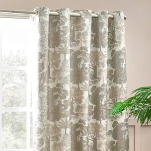 Woodlands Room Darkening Eyelet Curtains Natural