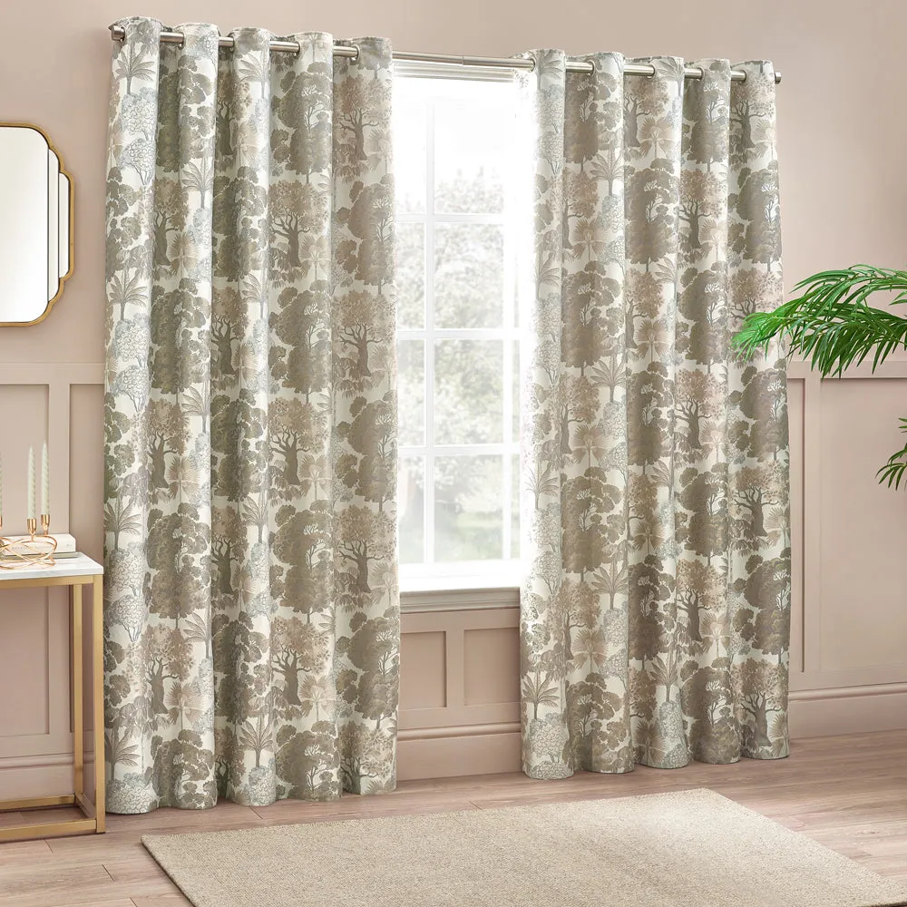 Woodlands Room Darkening Eyelet Curtains Natural