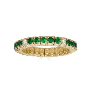 Yellow Gold Stretch Eternity Ring with Tsavorite Garnets