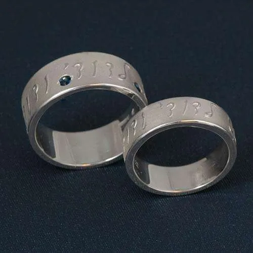 Yonatan Ani L’Dodi Sterling Silver Wedding Ring with Precious Stones